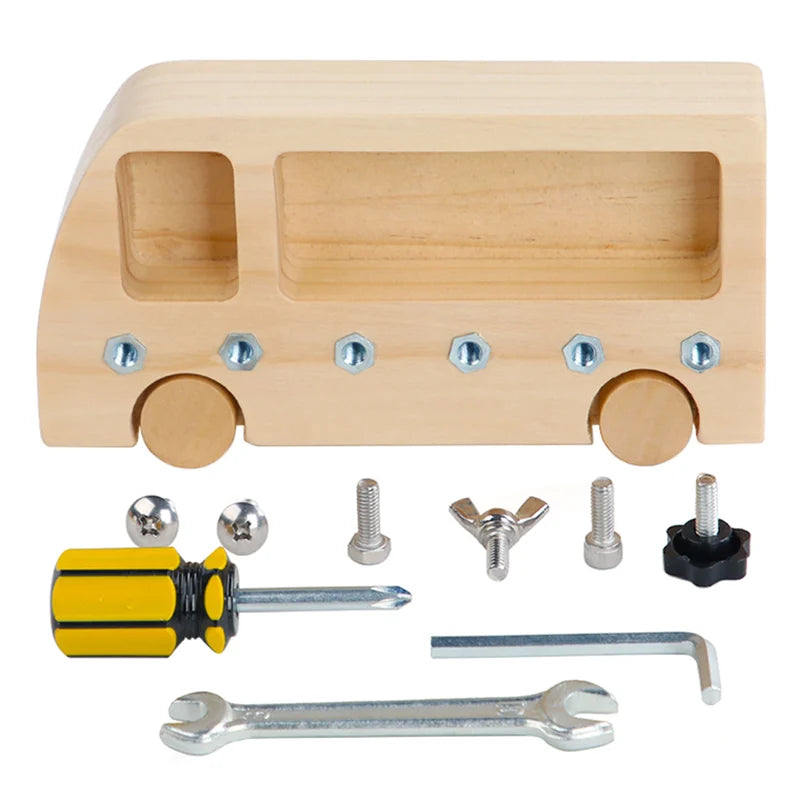 Montessori Busy Toys Busy Bus Children Learn to Twist Screws Nuts Workbench Tools Daily Life Teaching Aids Early Education Toys
