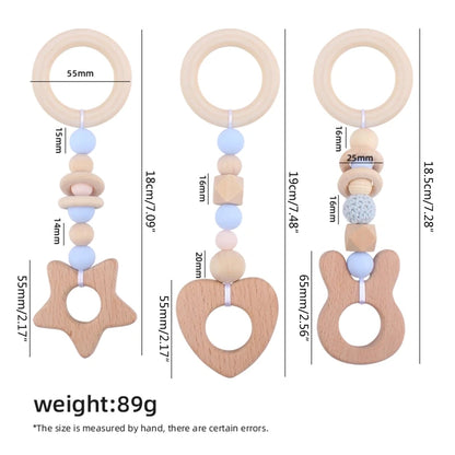 3/4Pcs/Set Nordic Cartoon Baby Wooden Rabbit Ear Toy Pendant Gym Fitness Rack Ornament Toddler Infant Room Decorations
