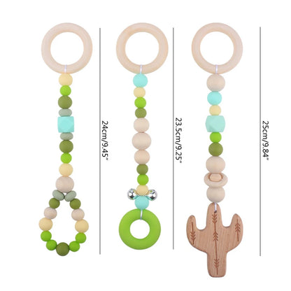 3/4Pcs/Set Nordic Cartoon Baby Wooden Rabbit Ear Toy Pendant Gym Fitness Rack Ornament Toddler Infant Room Decorations