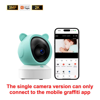 5 "Tuya Baby Monitor 2K High Definition Wifi Remote Mobile APP Control Up, Down, Left and Right Rotation Gimbal Camera
