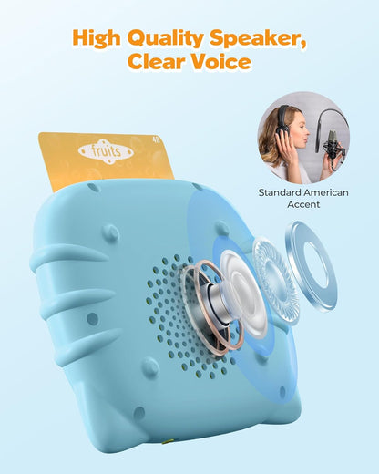 Talking Flash Cards for Toddlers 1-4 Years Old, Language Learning & Montessori Learning Tool with 224 Words, Pocket Speech Therapy Device, Children'S Sensory Educational Toy